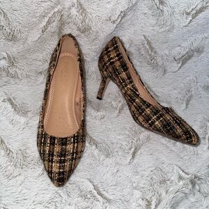 Chase + Chloe Plaid Tan Heels